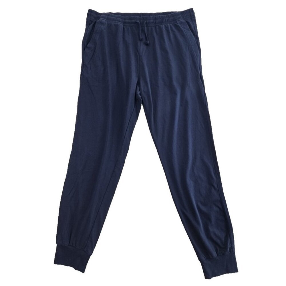 J.Crew Men's Cotton Jogger Size Large Navy Blue‎ Elastic Waist EUC Drawstring